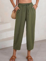 Full Size Drawtising Cropped Jogger Pants Plus Size - Trendsi - Flyclothing LLC