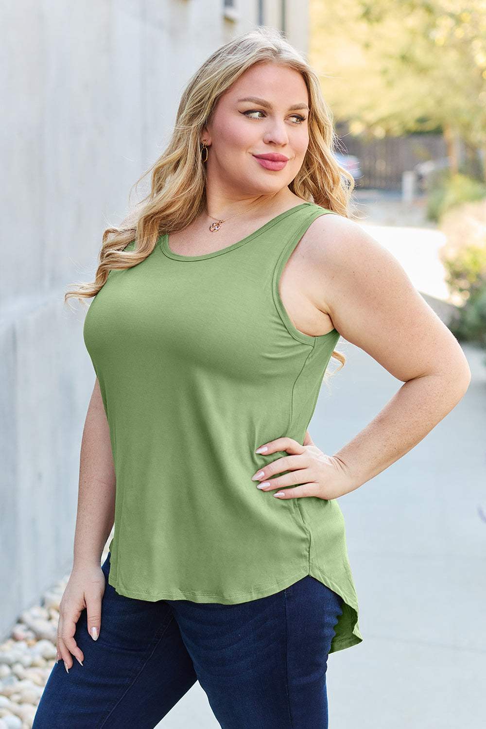 Basic Bae Bamboo Full Size Round Neck Tank - Trendsi - Flyclothing LLC