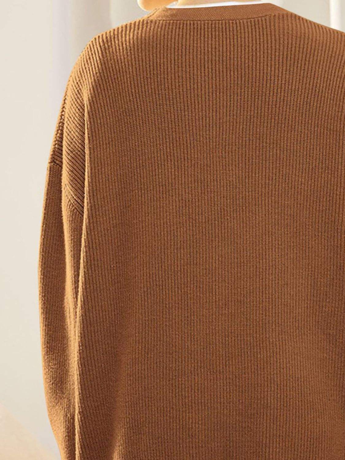 Button Down V-Neck Long Sleeve Cardigan - Trendsi - Flyclothing LLC