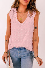 Full Size Swiss Dot V-Neck Tank - Trendsi - Flyclothing LLC
