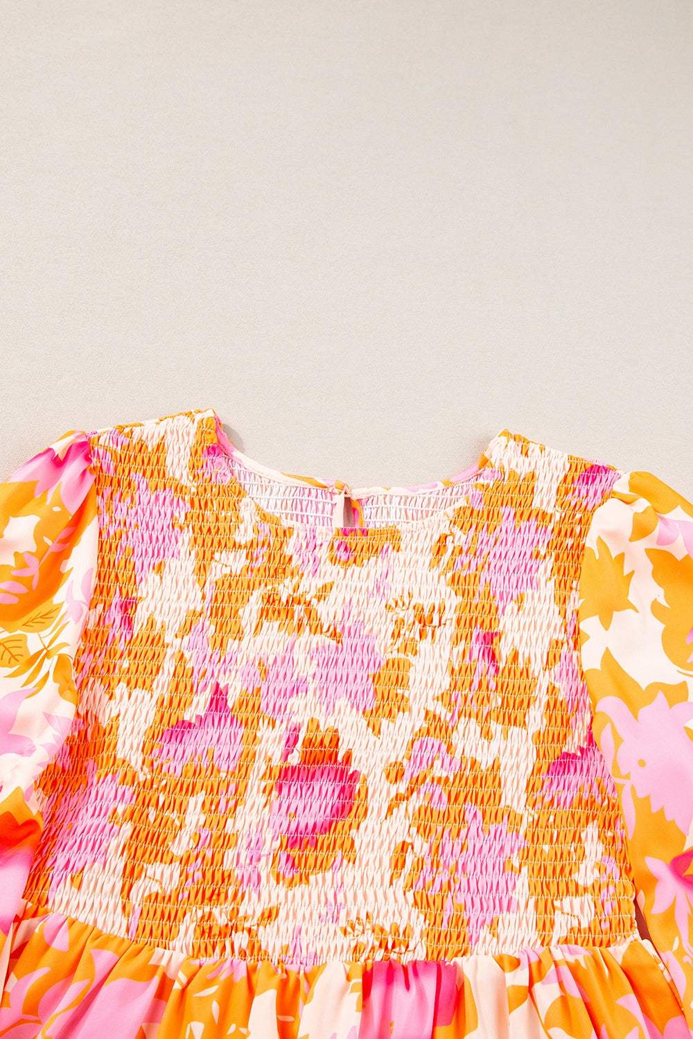 Frill Printed Long Sleeve Mini Dress - Trendsi - Flyclothing LLC