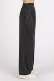 Mittoshop Stretch Banded Waist Wide Leg Pants with Pockets - Trendsi