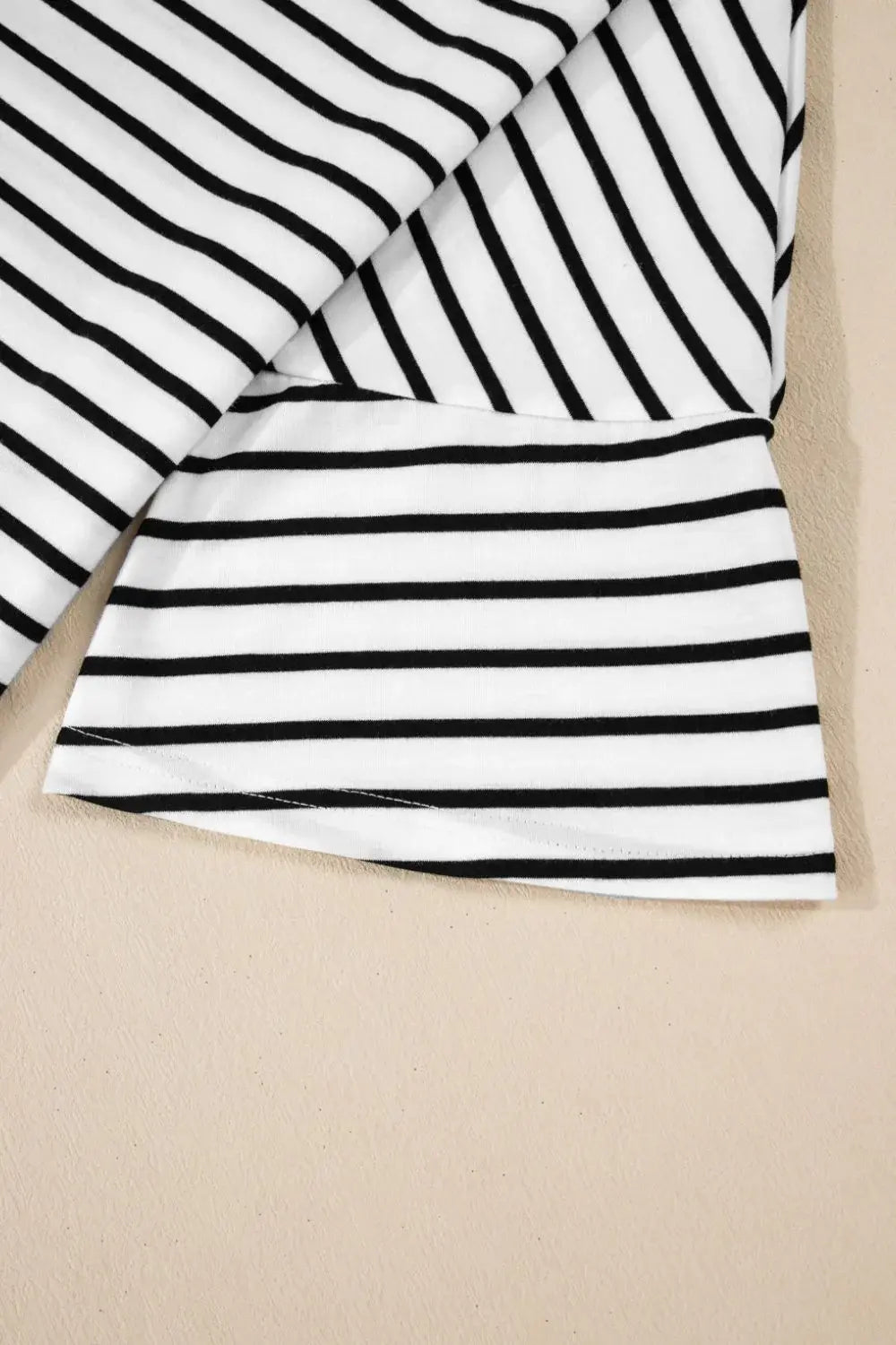 Stripe Half Sleeve Scoop Neck Top - Trendsi - Flyclothing LLC