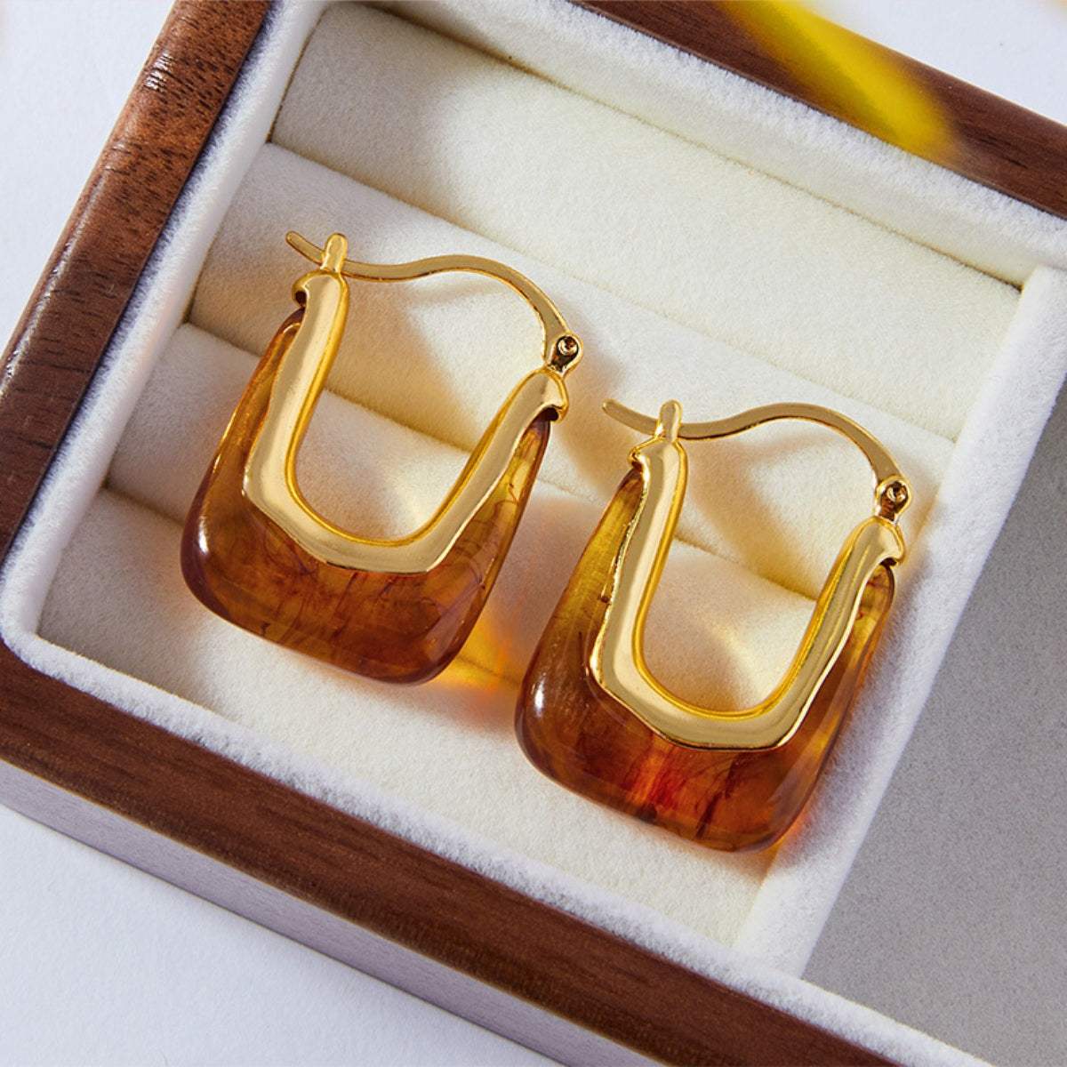 Resin Copper U Shape Earrings - Trendsi - Flyclothing LLC