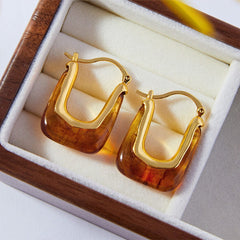 Resin Copper U Shape Earrings - Trendsi