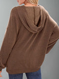 Double Take Textured Kangaroo Pocket Long Sleeve Hoodie - Trendsi - Flyclothing LLC