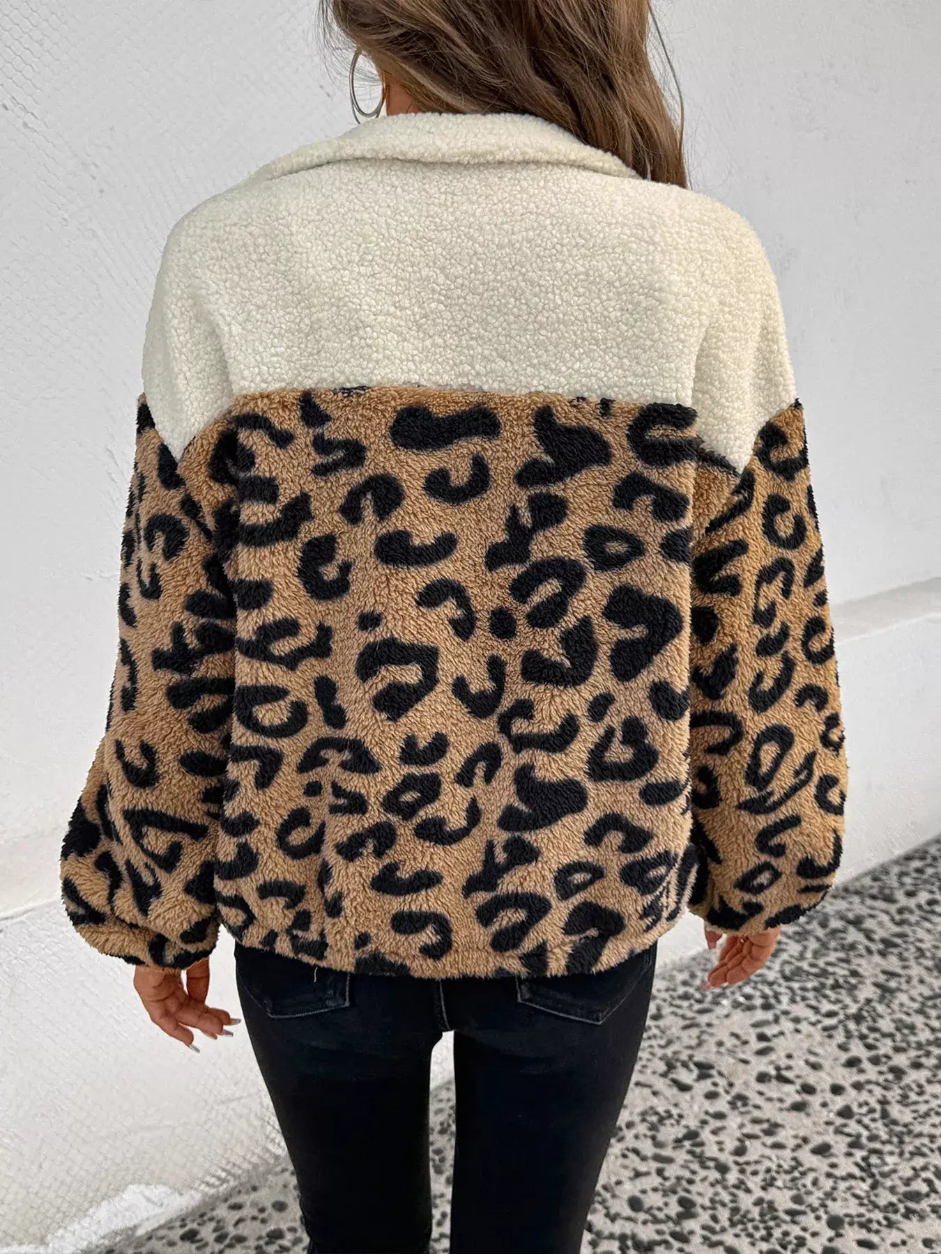 Leopard Zip Up Fleece Jacket - Trendsi - Flyclothing LLC