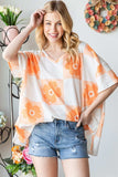 HOPELY Contrast Checkered Floral V-Neck T-Shirt - Trendsi - Flyclothing LLC