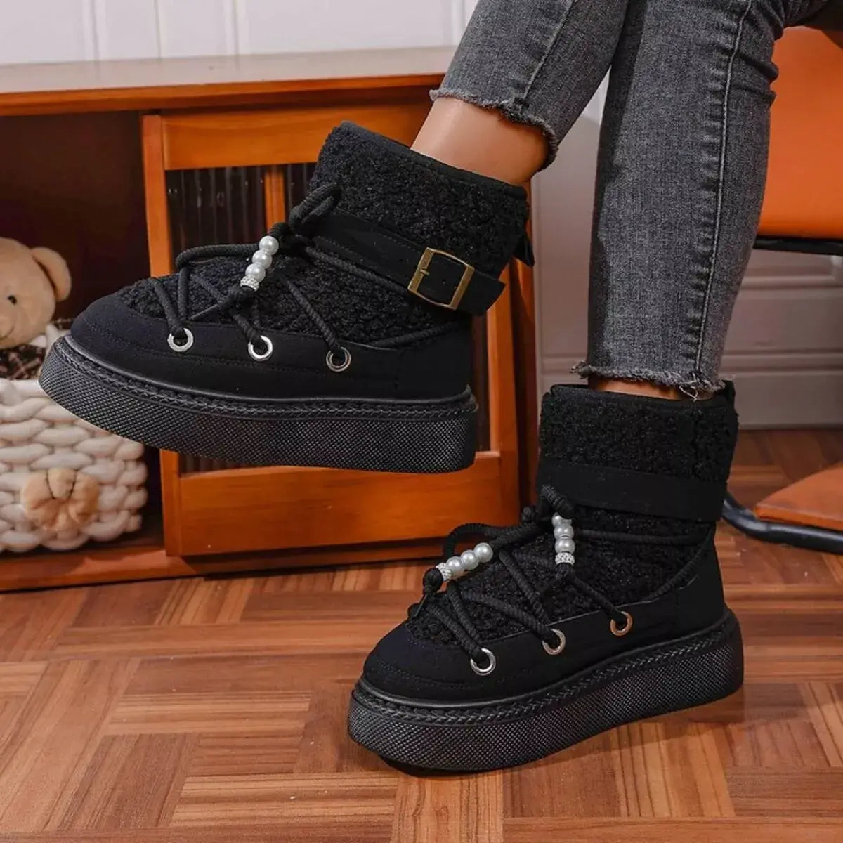 Lace Up Platform Boots - Trendsi - Flyclothing LLC