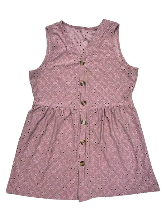 Full Size Eyelet Button Up V-Neck Tank - Trendsi