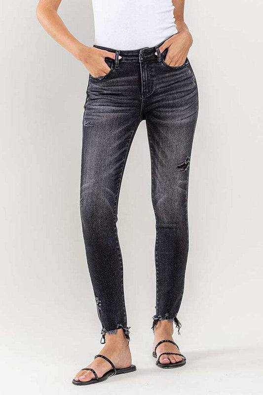 Lovervet Raw Hem Cropped Skinny Jeans - Trendsi - Flyclothing LLC