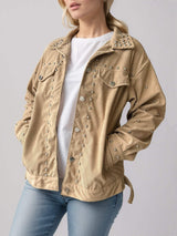 Studded Collared Neck Button Up Jacket - Trendsi - Flyclothing LLC