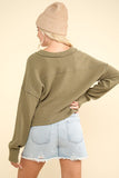 VERY J Exposed Seam V-Neck Ribbed Knit Top - Trendsi