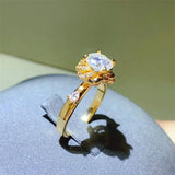 1 Carat Moissanite Zircon 925 Sterling Silver Ring - Trendsi