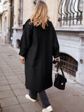 Pocketed Collared Neck Long Sleeve Coat - Trendsi