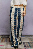 POL Openwork Wide Leg Pants with Stripe Detail - Trendsi - Flyclothing LLC