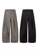 Men's Asymmetrical Button Wide-Leg Pants - Trendsi - Flyclothing LLC
