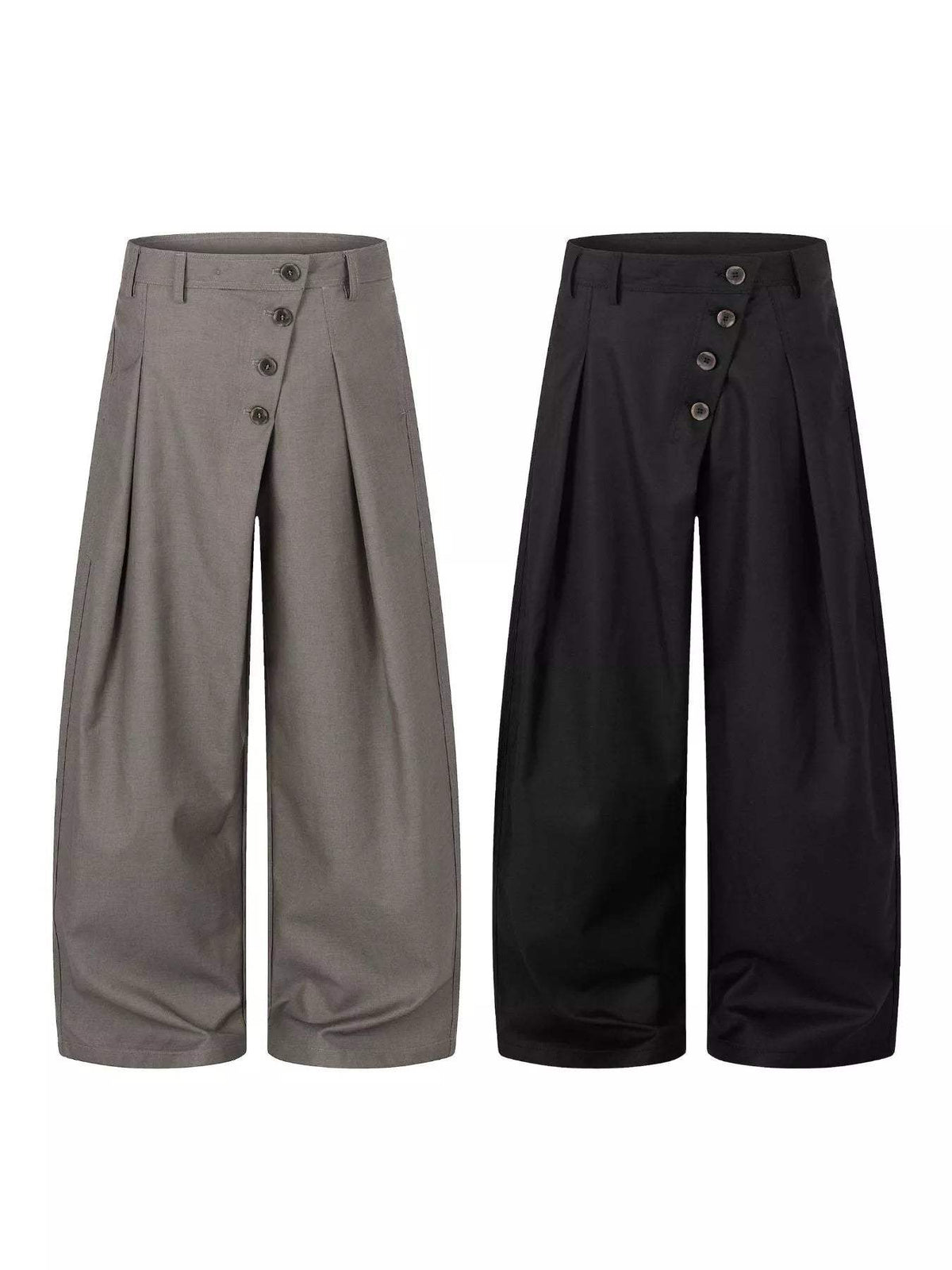 Men's Asymmetrical Button Wide-Leg Pants - Trendsi - Flyclothing LLC