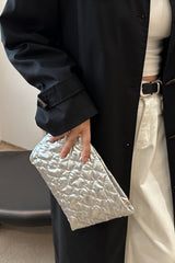 Ruched Heart Clutch with Zipper - Trendsi