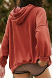 Drawstring Dropped Shoulder Long Sleeve Hoodie - Trendsi