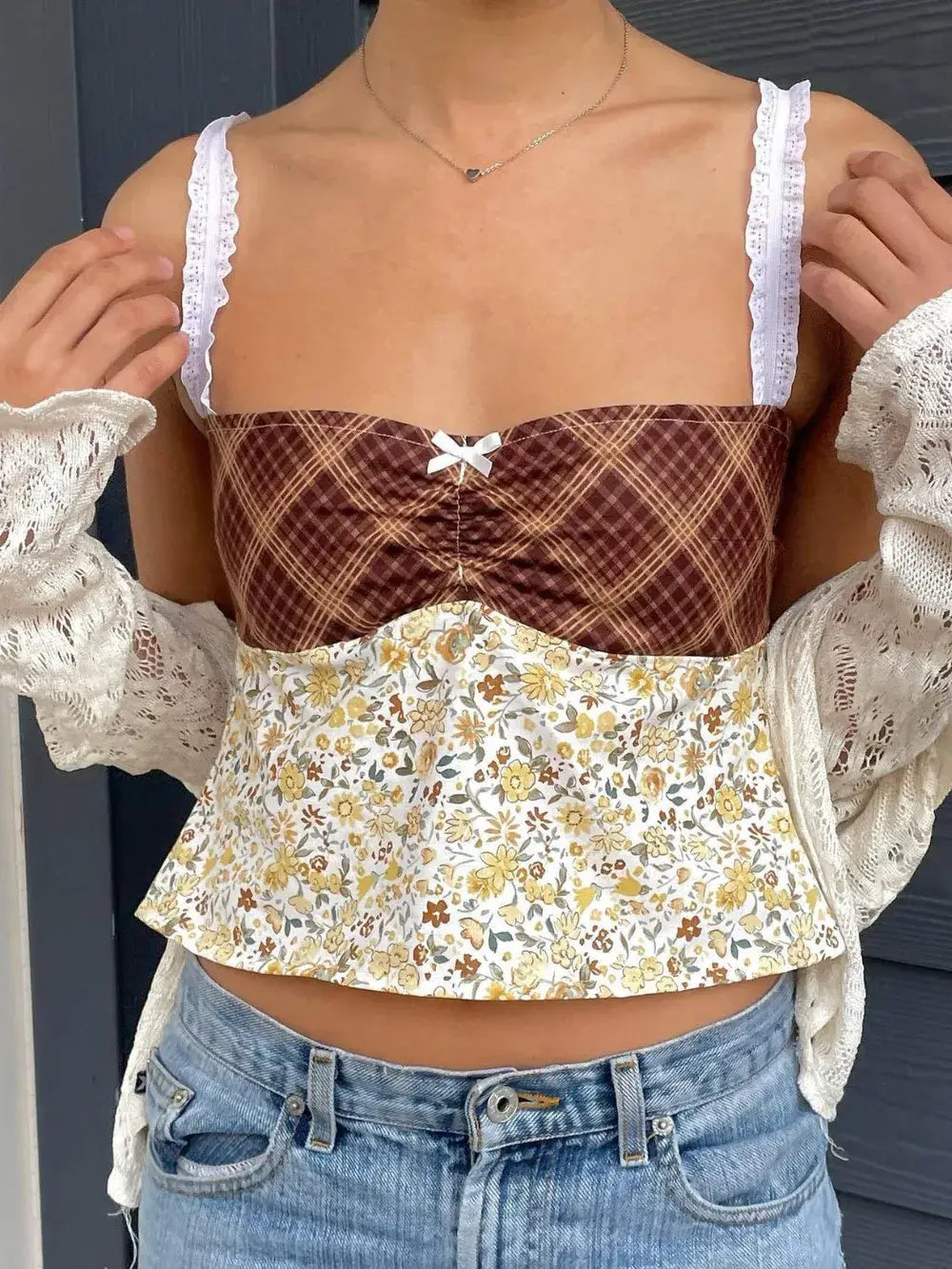 Lace Detail Floral Sweetheart Neck Cami - Trendsi - Flyclothing LLC