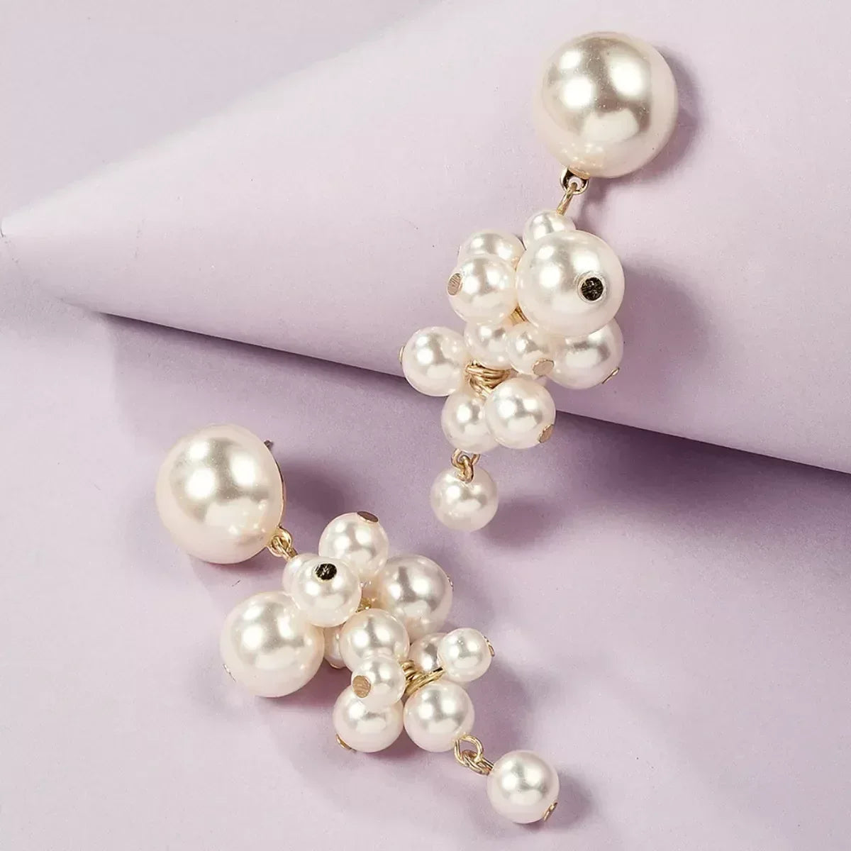 Pearl Cluster Dangle Earrings - Trendsi - Flyclothing LLC