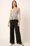 Mittoshop Low Rise Elastic Cover Waistband Cargo Pants - Trendsi