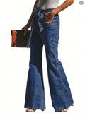 Tied Flare Jeans with Pockets - Trendsi - Flyclothing LLC