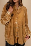 Button Down Loose Fit Velvet Shirt - Trendsi - Flyclothing LLC