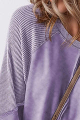 Exposed Seam Long Sleeve Sweatshirt - Trendsi - Flyclothing LLC