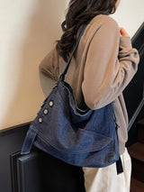 Casual Denim Crossbody Bag with Button Detail - Trendsi - Flyclothing LLC