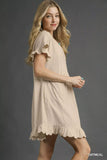 Umgee Linen Ruffle Hem Babydoll Dress - Trendsi - Flyclothing LLC