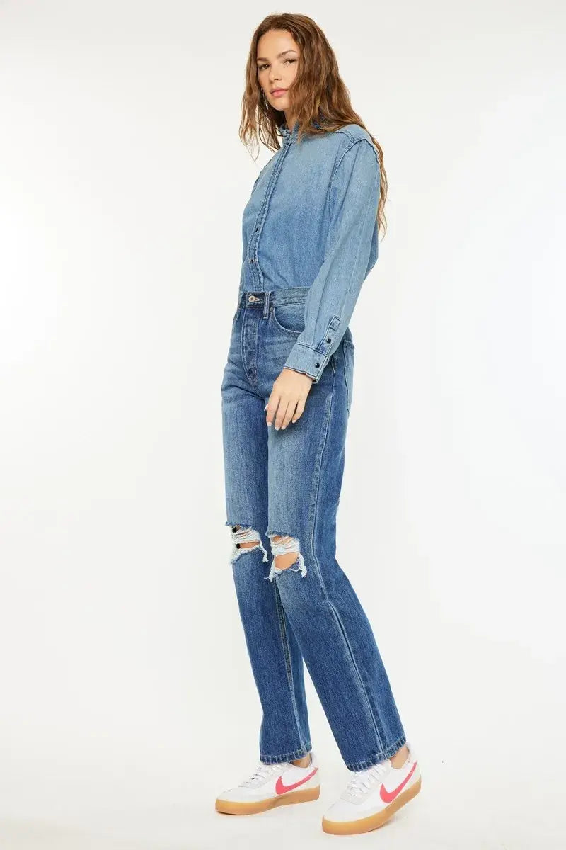 Kancan Ultra High Rise 90's Boyfriend Jeans - Trendsi - Flyclothing LLC