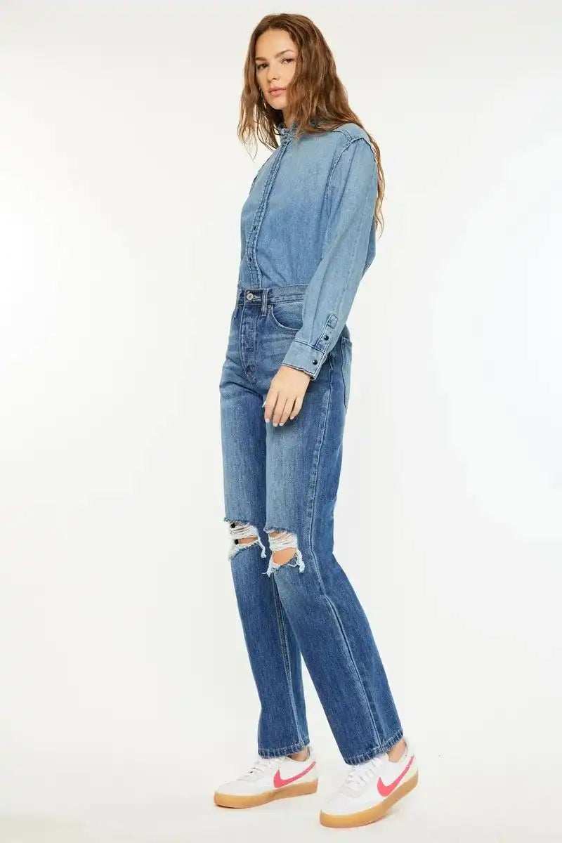 Kancan Ultra High Rise 90's Boyfriend Jeans - Trendsi - Flyclothing LLC