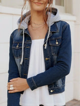 Full Size Button Up Drawstring Hooded Denim Jacket Plus Size - Trendsi - Flyclothing LLC