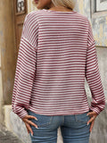 Striped V-Neck Button Front Casual Top - Trendsi - Flyclothing LLC