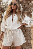 Embroidered Button Down Long Sleeve Shirt - Trendsi - Flyclothing LLC