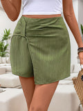 Perfee Ruched High Rise Shorts with Back Zipper - Trendsi