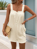 Perfee Texture Sleeveless Romper with Pockets - Trendsi