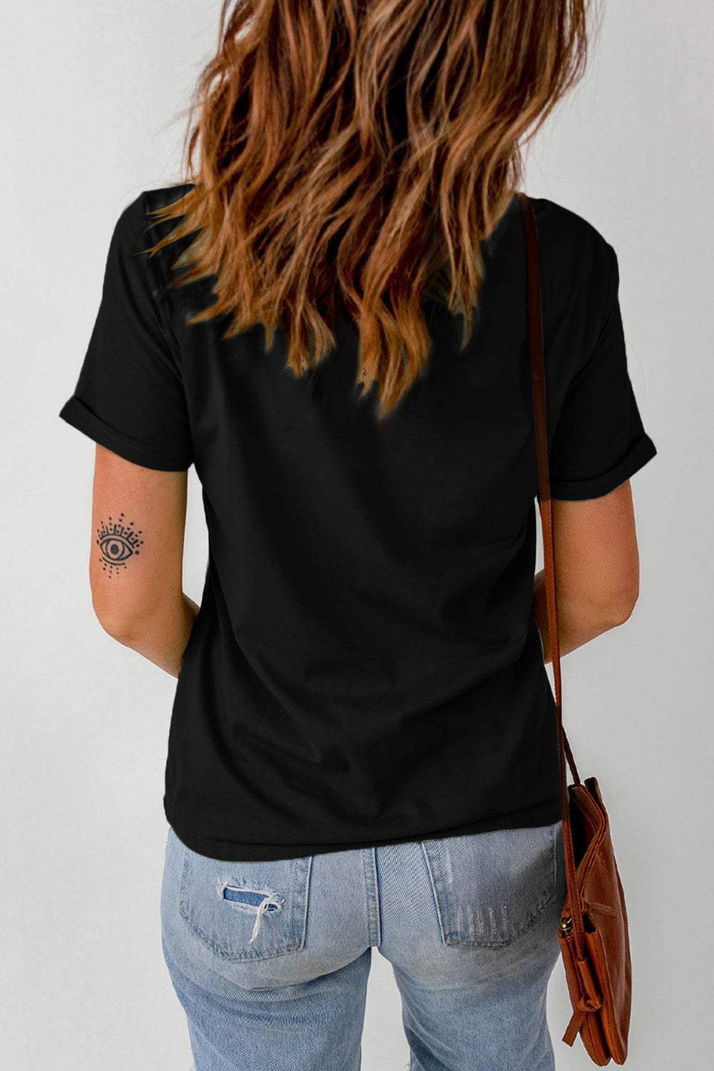 Rhinestone Round Neck Short Sleeve T-Shirt - Trendsi - Flyclothing LLC