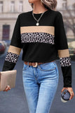Leopard Round Neck Long Sleeve Blouse - Trendsi - Flyclothing LLC