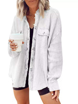 Oversized Waffle Knit Button-Up Jacket - Trendsi - Flyclothing LLC