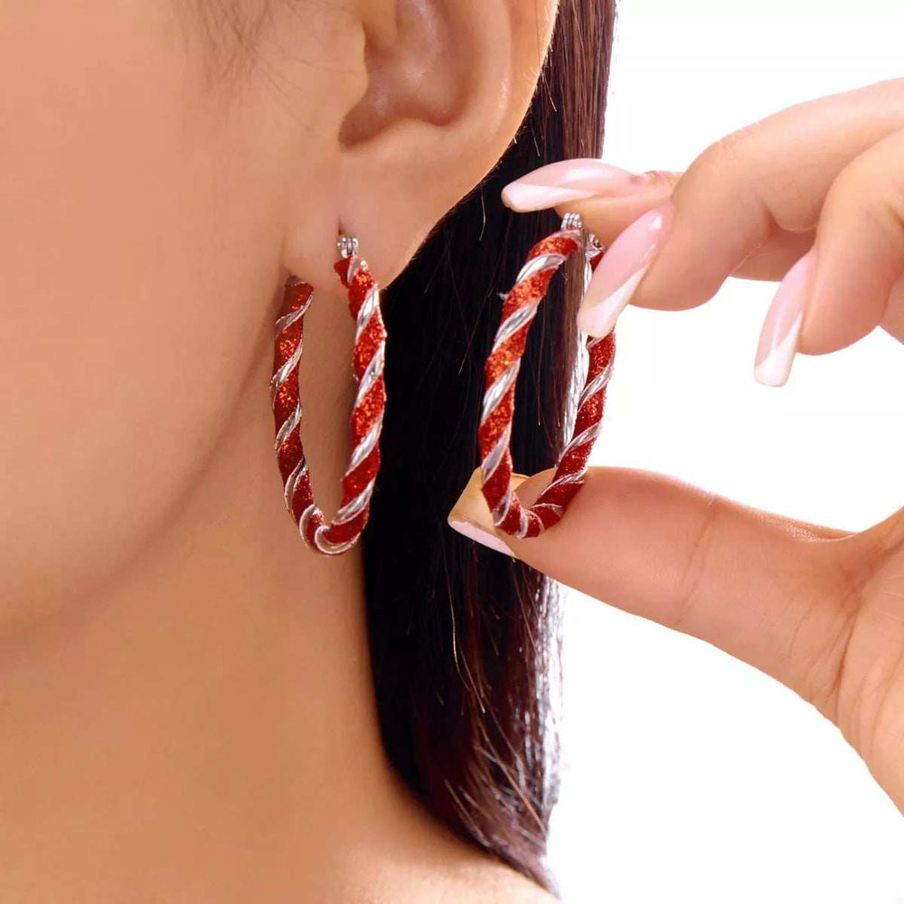 Christmas Twisted Hoop Earrings - Trendsi - Flyclothing LLC
