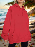 Drawstring Dropped Shoulder Hoodie - Trendsi - Flyclothing LLC
