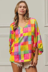 BiBi Multi Block Bubble Pop Ballon Top - Trendsi - Flyclothing LLC