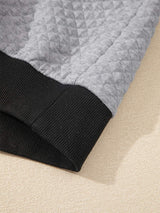Texture Quarter Button Long Sleeve Sweatshirt - Trendsi - Flyclothing LLC
