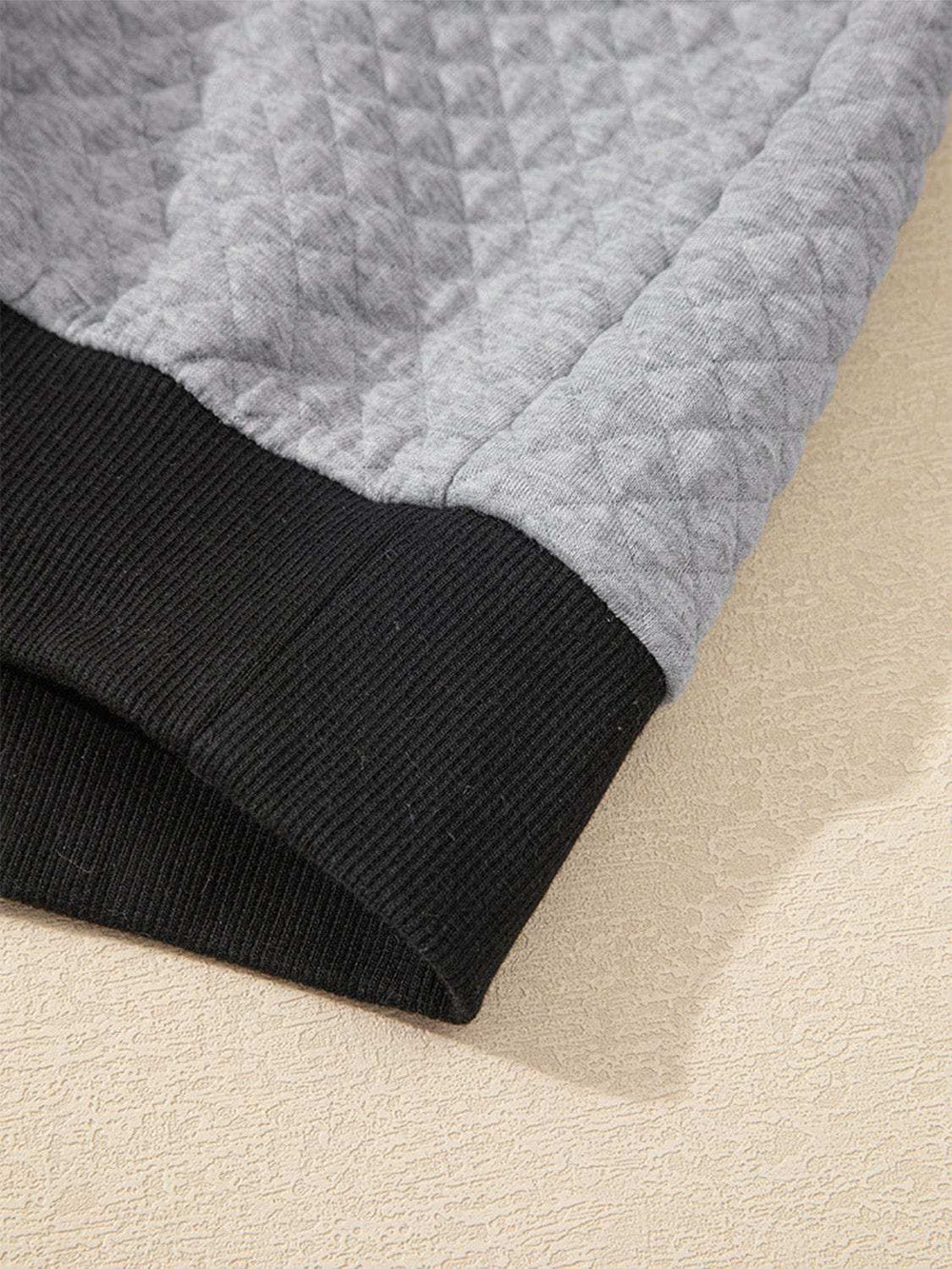 Texture Quarter Button Long Sleeve Sweatshirt - Trendsi - Flyclothing LLC