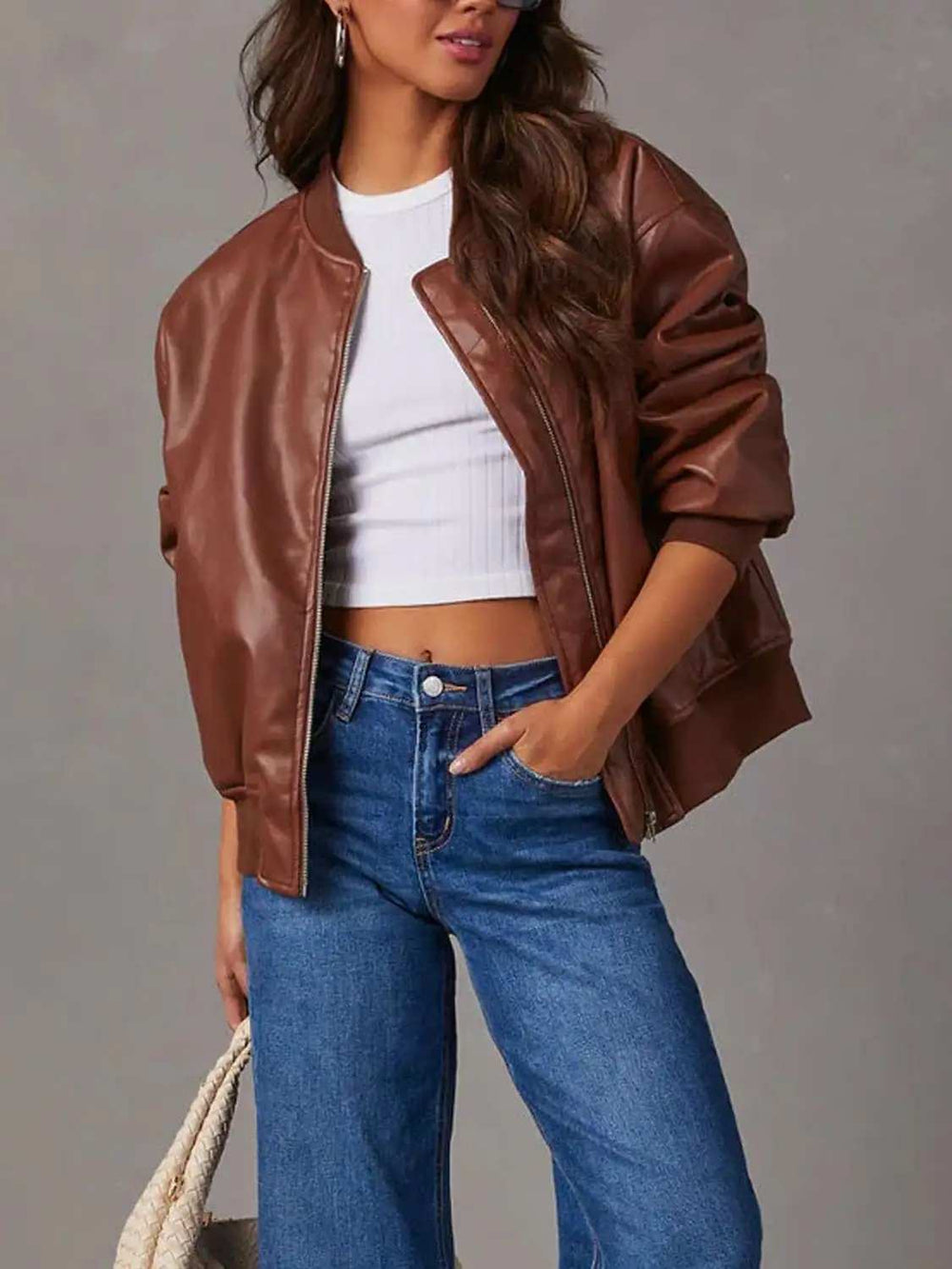 Zip Up Long Sleeve Jacket - Trendsi - Flyclothing LLC