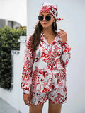 Printed Button Up Long Sleeve Shirt and Shorts Set - Trendsi - Flyclothing LLC