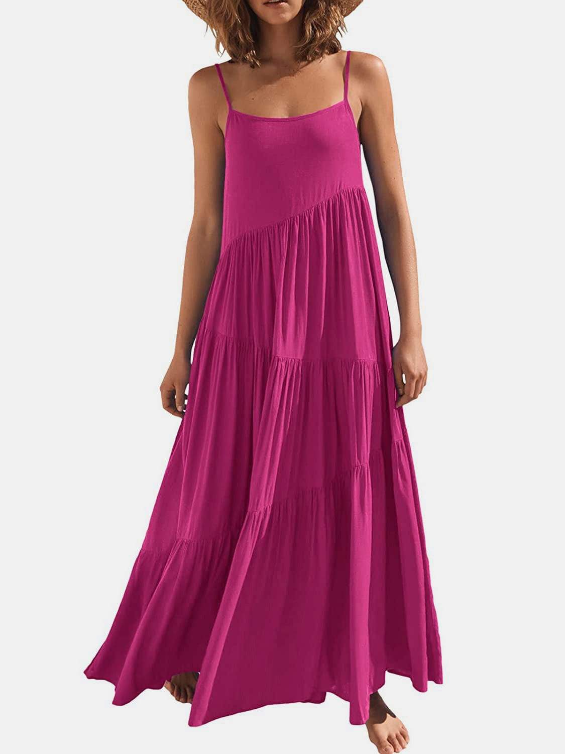 Full Size Ruched Tiered Spaghetti Strap Dress - Trendsi - Flyclothing LLC
